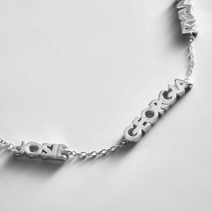 Sterling Silver Custom Block Multi Name Bracelet - 3 Names