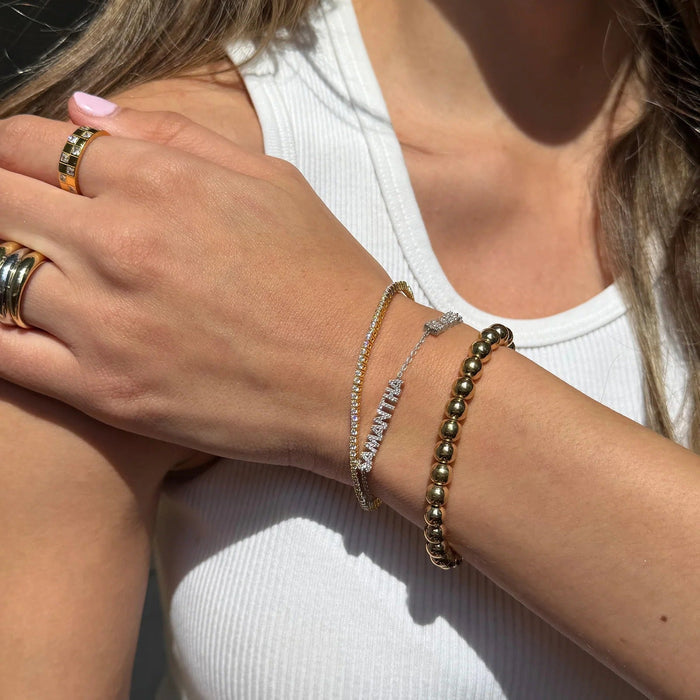 Sterling Silver/Pavé Custom Block Multi Name Bracelet - 3 Names