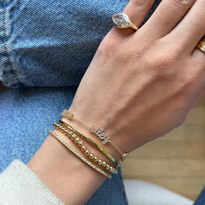 Sterling Silver/Pavé Custom Script Multi Name Bracelet - 2 Names