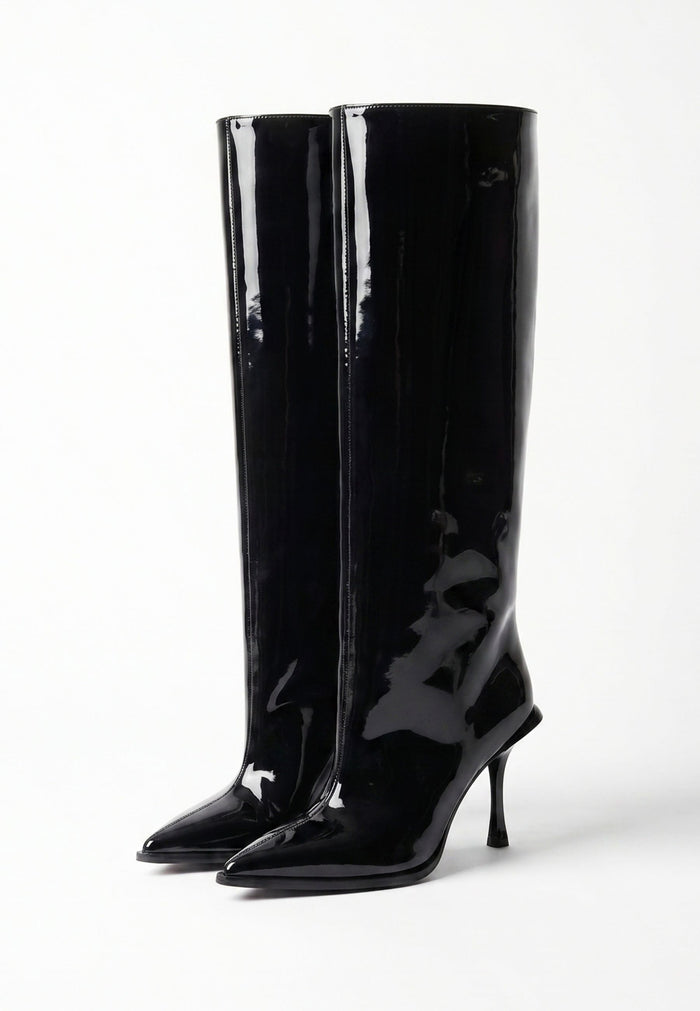 Stiletto Ankle Boots - Gloss Black