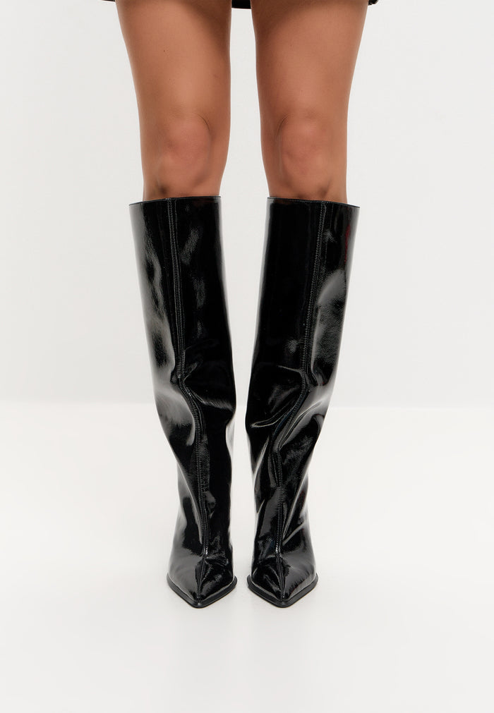 Stiletto Ankle Boots - Gloss Black