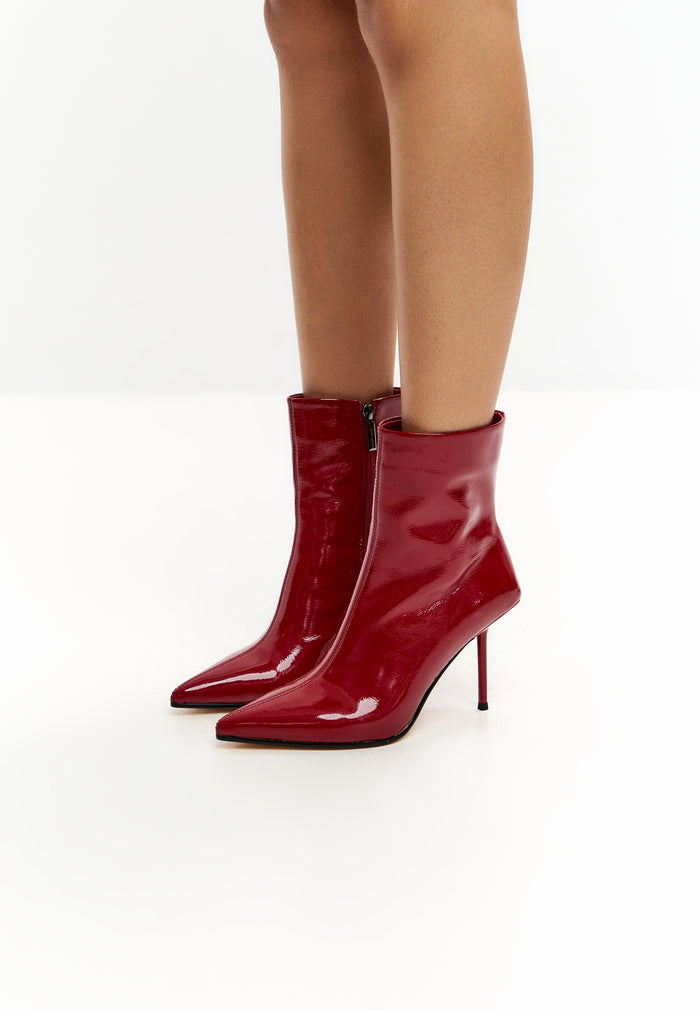 Stiletto Ankle Boots - Red