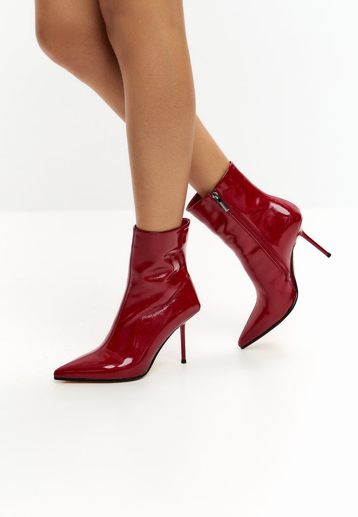 Stiletto Ankle Boots - Red