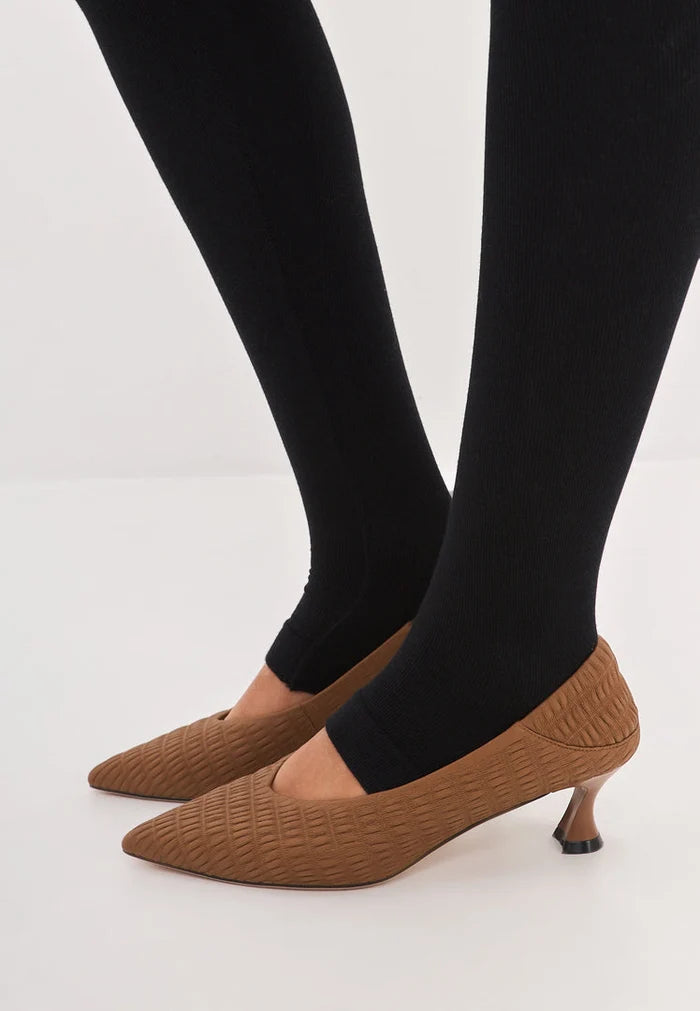 A chic pair of brown stiletto heels pumps named Carol, perfect for a sophisticated look in women's shoes.