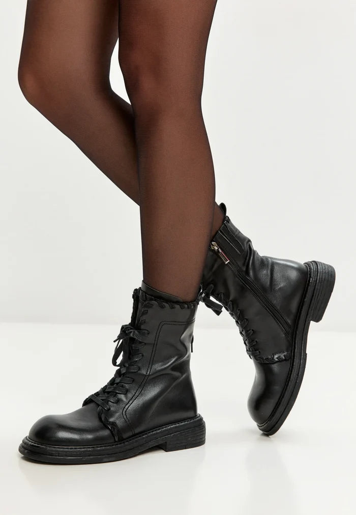Stitch-Edge Combat Boots