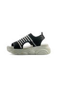Stretch Knit Platform Sandals – Black