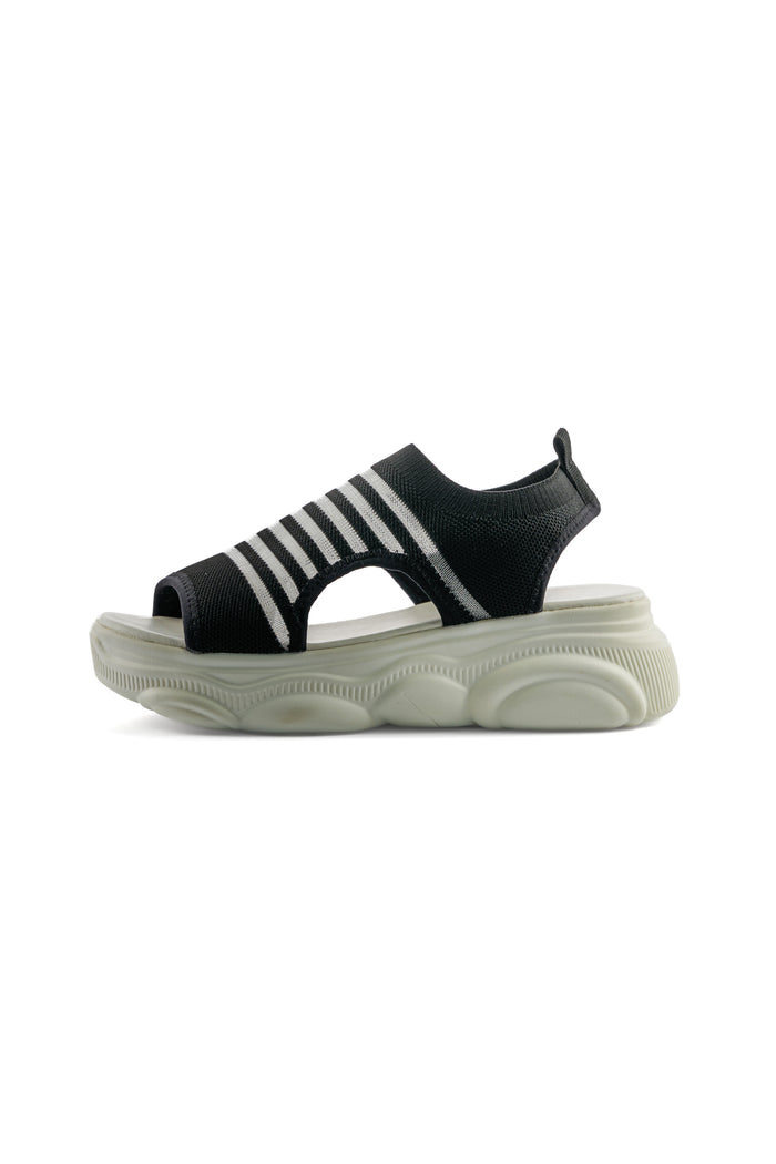 Stretch Knit Platform Sandals – Black