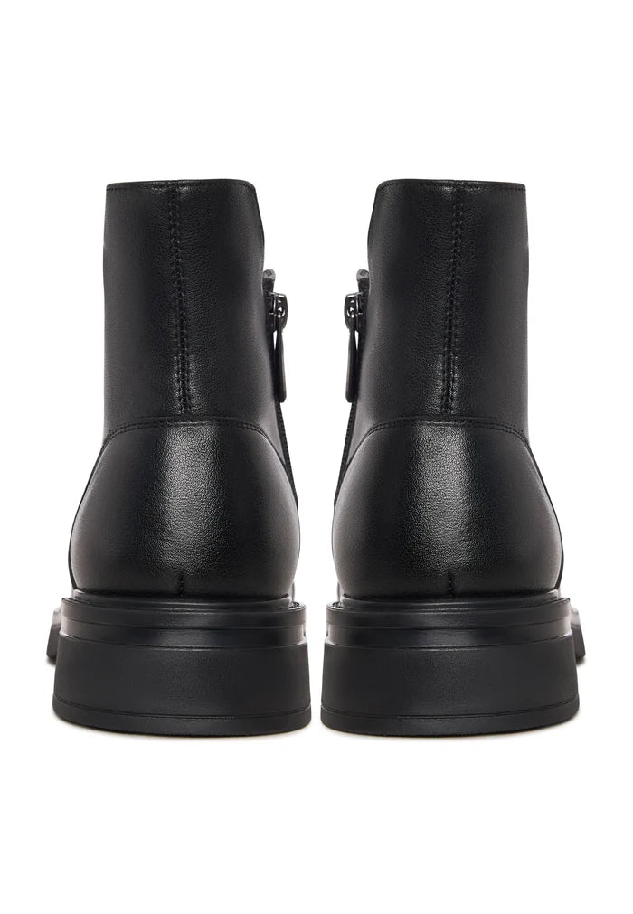 Structured Lace-Up Combat Boot - Black