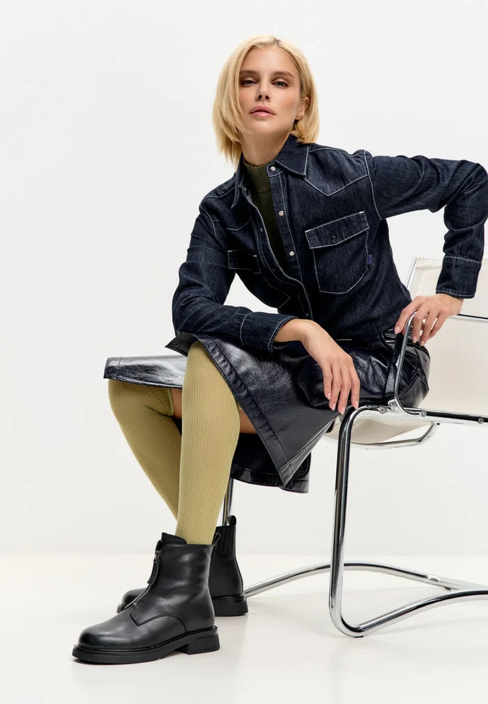 Structured Leather Combat Boot