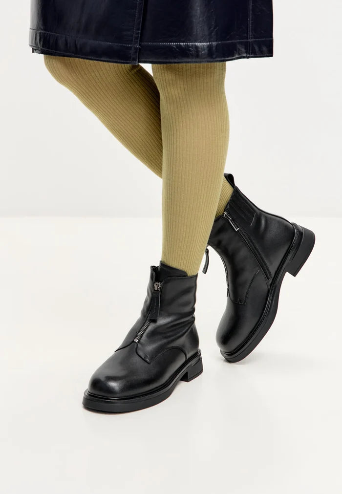 Structured Leather Combat Boot