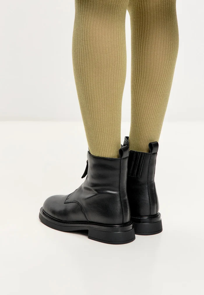 Structured Leather Combat Boot