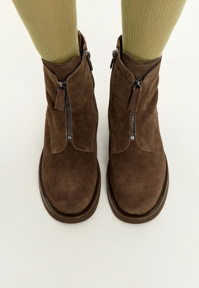Structured Suede Combat Boot