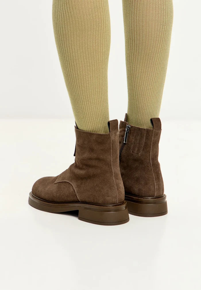 Structured Suede Combat Boot