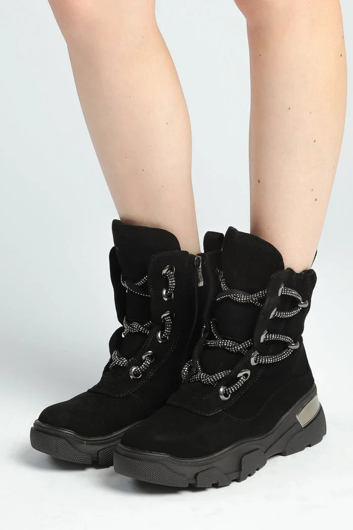 Stylish Women’s Black Suede Winter Boots
