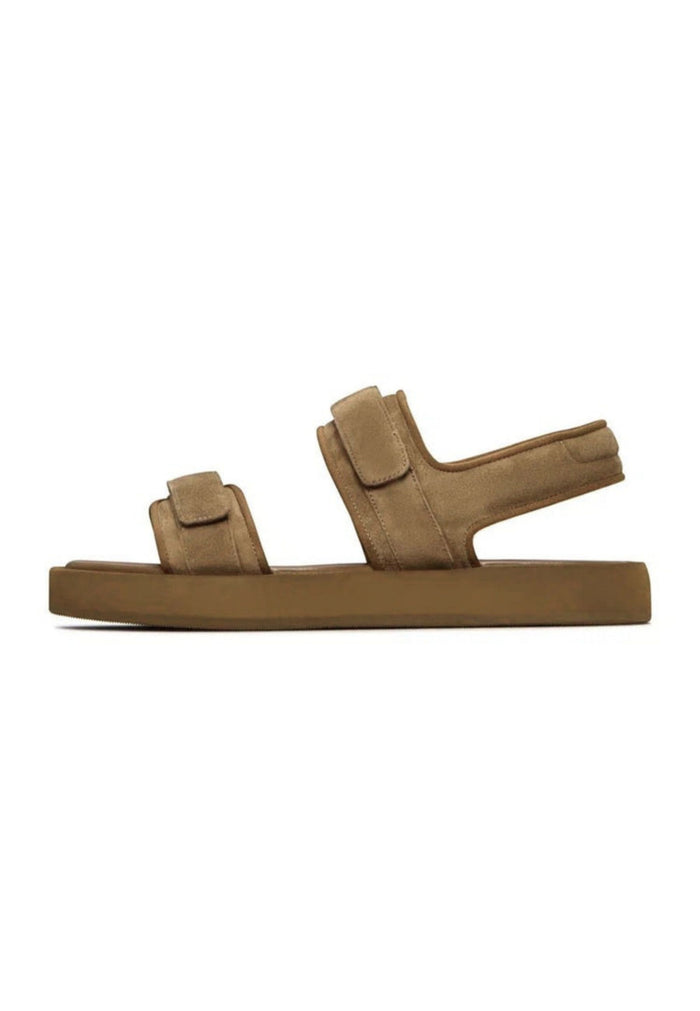 Suede Comfort Velcro Sandals - Brown