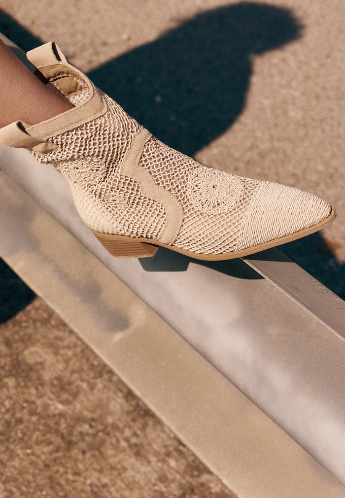 Suede Cowboy Boots - Beige