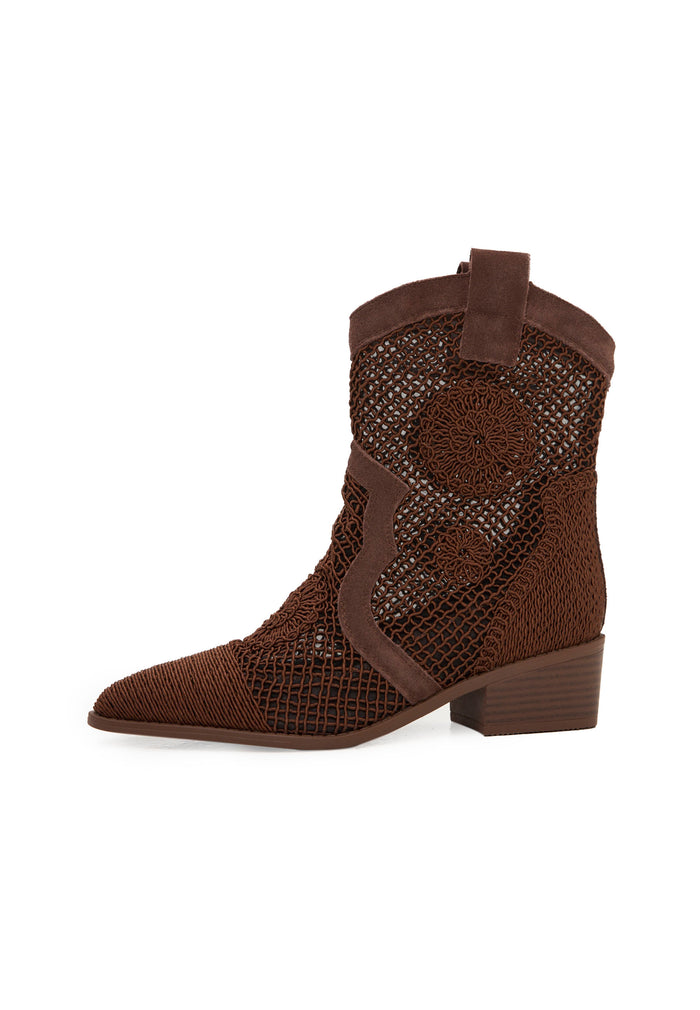 Suede Cowboy Boots - Burnt Brown