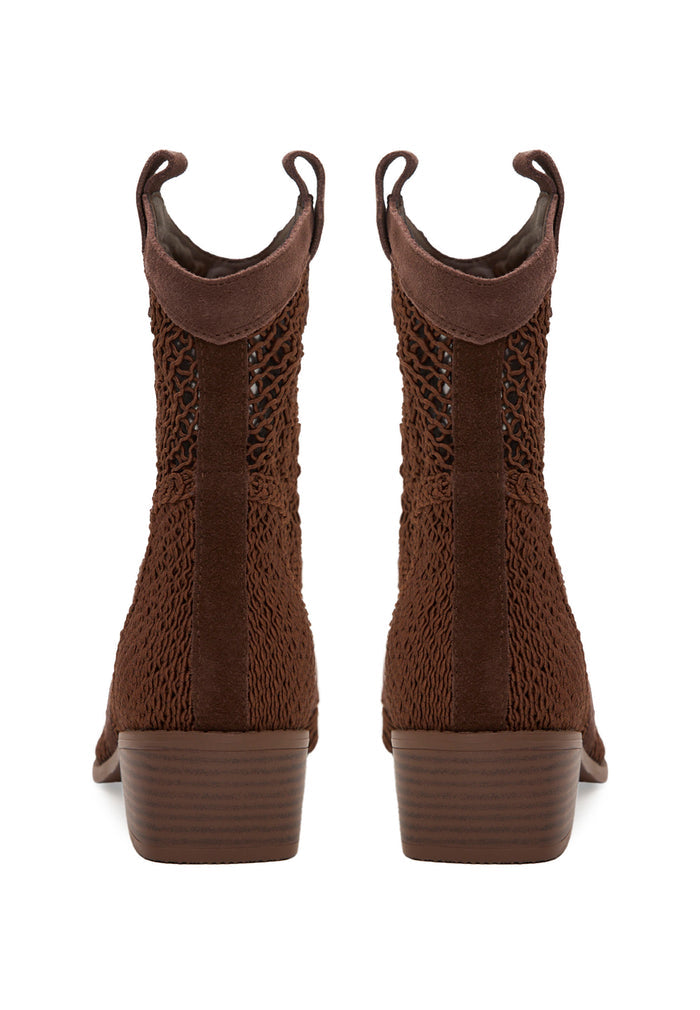 Suede Cowboy Boots - Burnt Brown