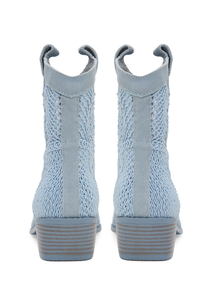 Suede Cowboy Boots - Sky Blue
