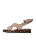 Suede Cross-Strap Sandals - Beige