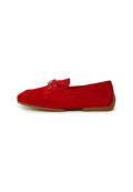 Suede Lace-Up Loafers - Red
