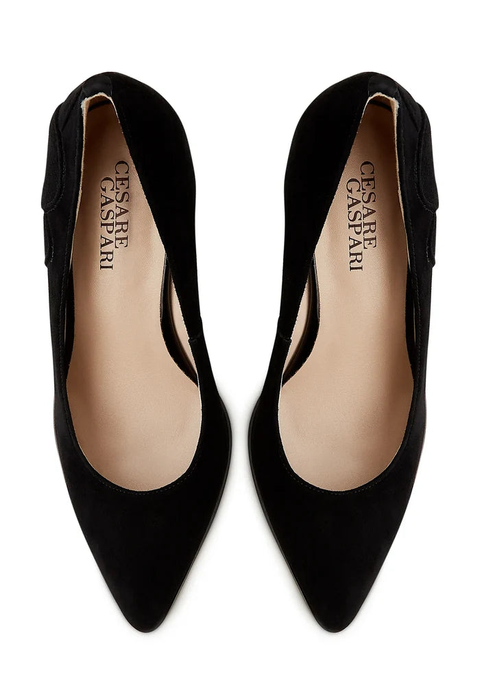 Suede Line Stiletto Pumps – Black
