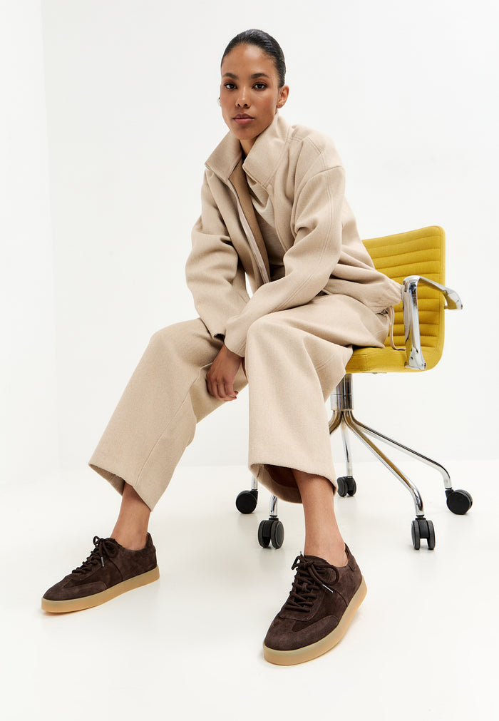 Suede Low-Top Sneakers - Chocolate