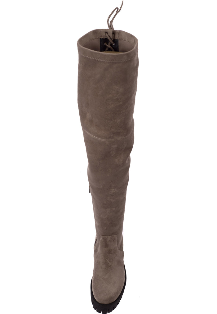 Suede Over-the-Knee Boots – Beige