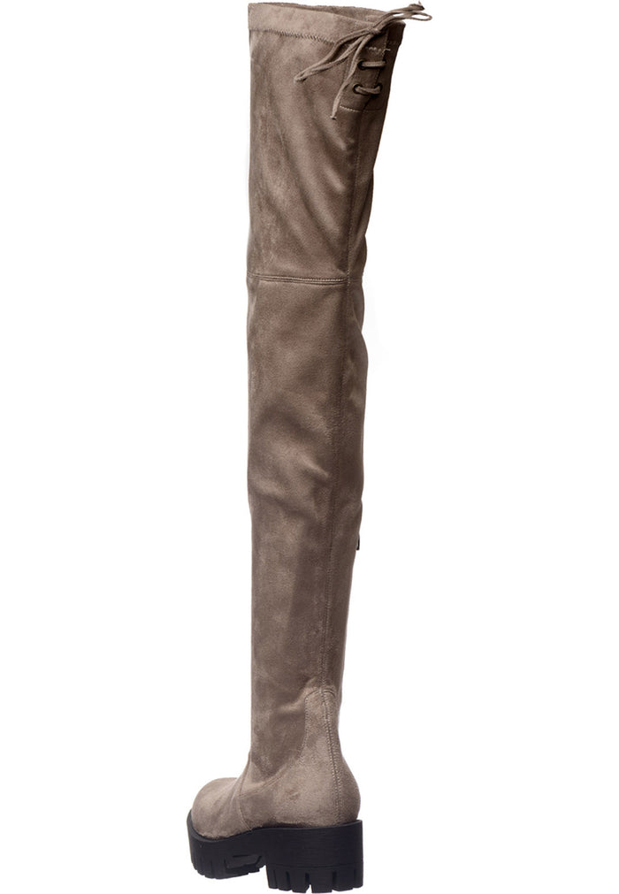 Suede Over-the-Knee Boots – Beige