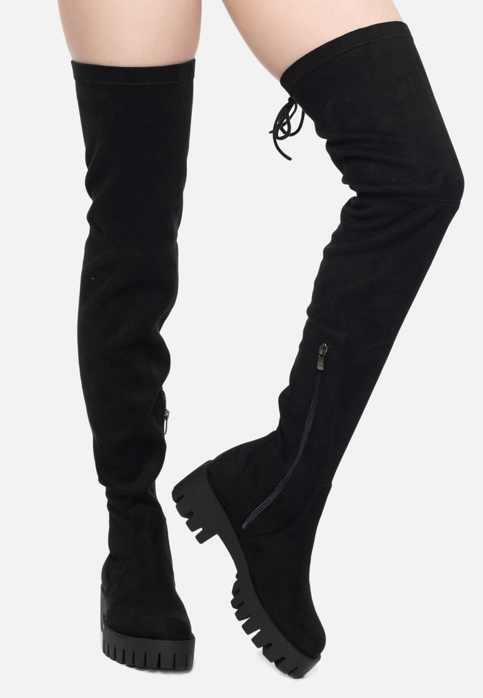Suede Over-the-Knee Boots – Black