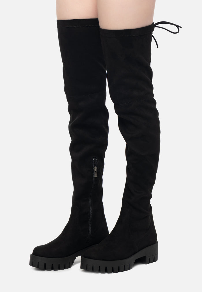 Suede Over-the-Knee Boots – Black