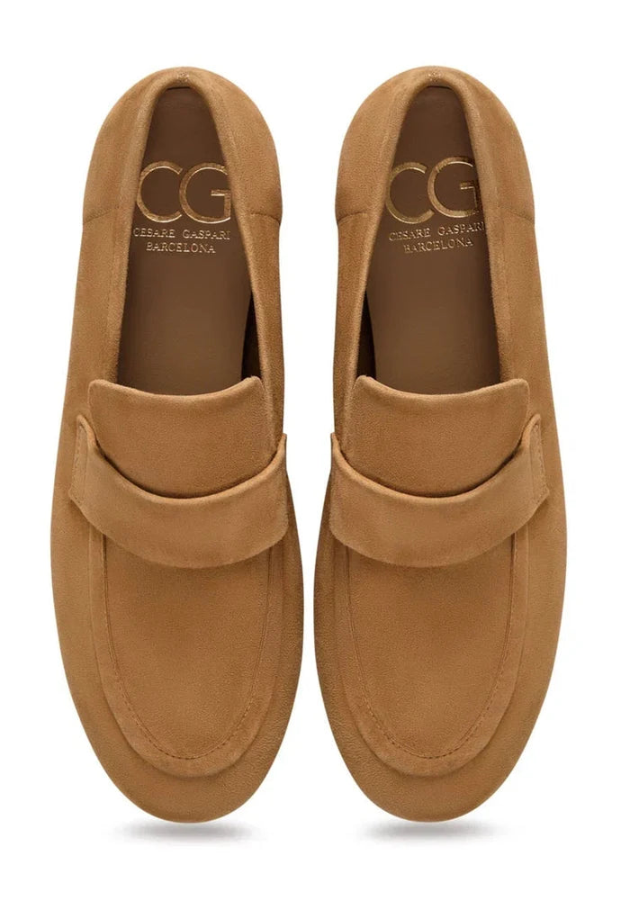 Suede Penny Loafers - Beige