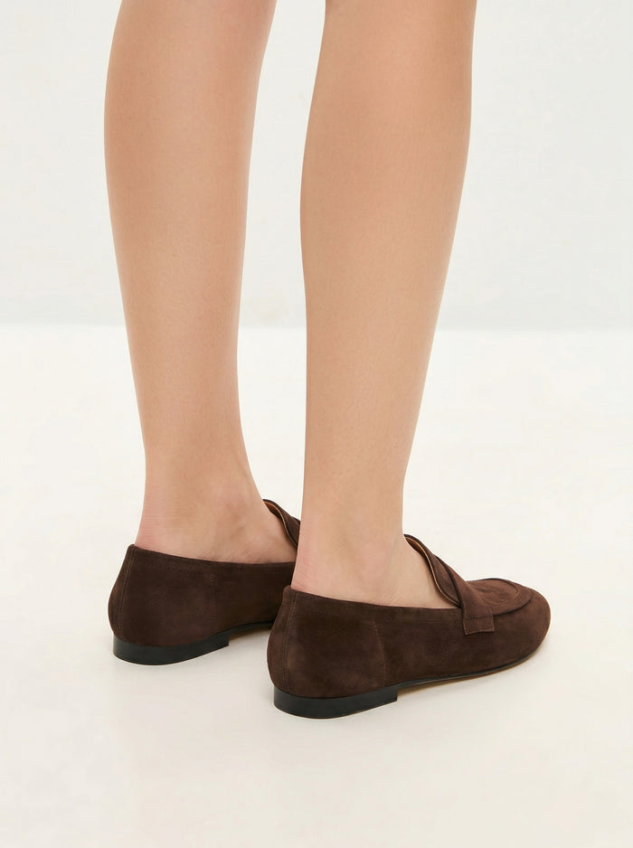 Suede Penny Loafers - Brown
