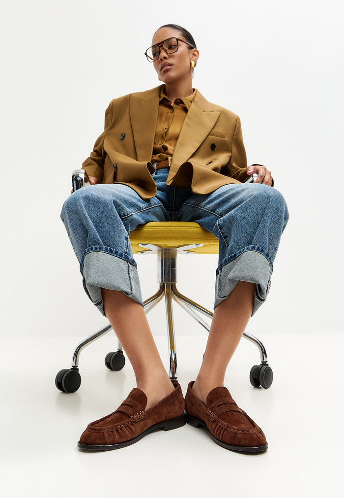 Suede Penny Loafers – Brown