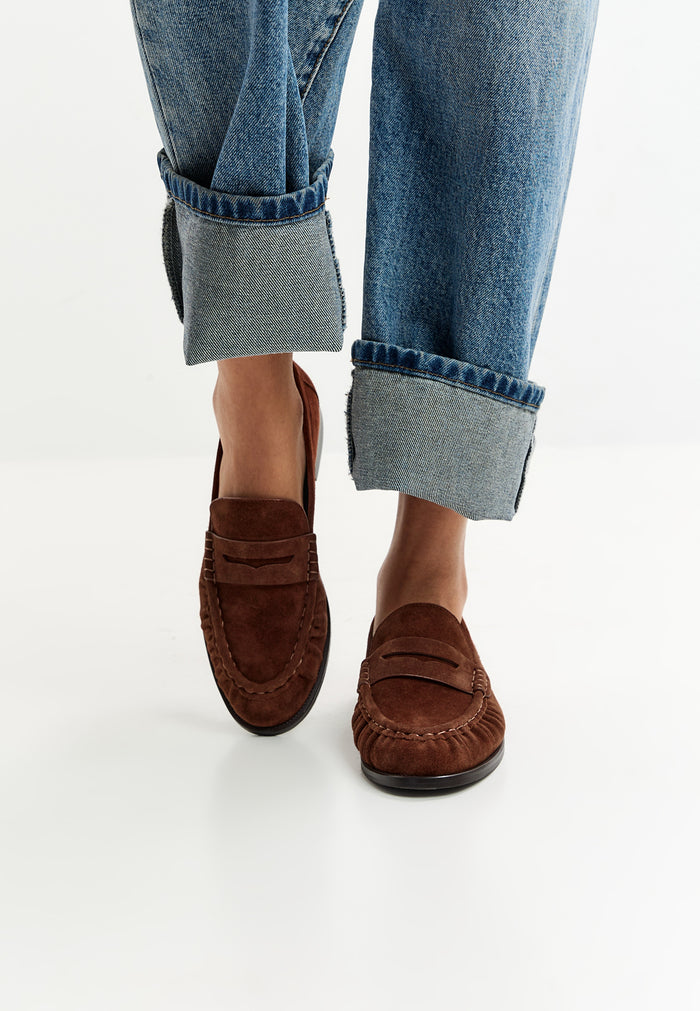 Suede Penny Loafers – Brown