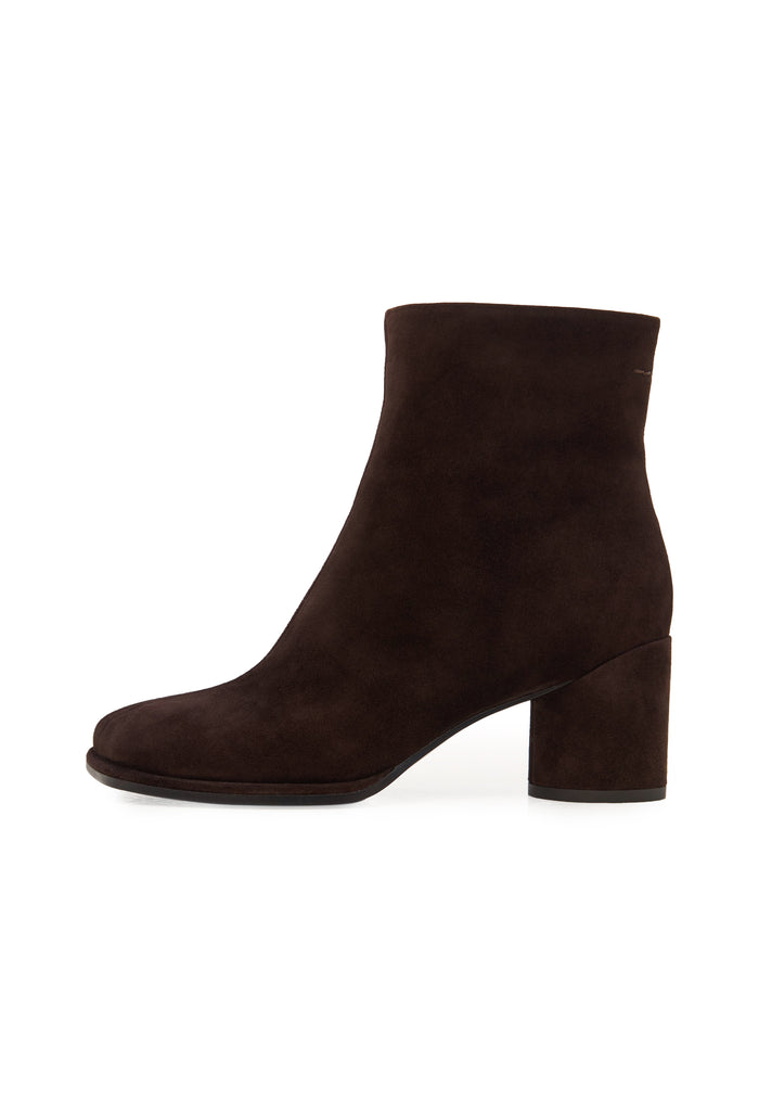 Suede Platform Ankle Boots - Brown