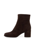 Suede Platform Ankle Boots - Brown
