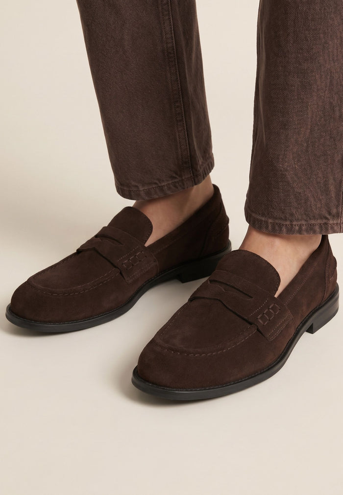 Suede Strap Loafers