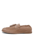 Suede Tassel Loafers - Beige