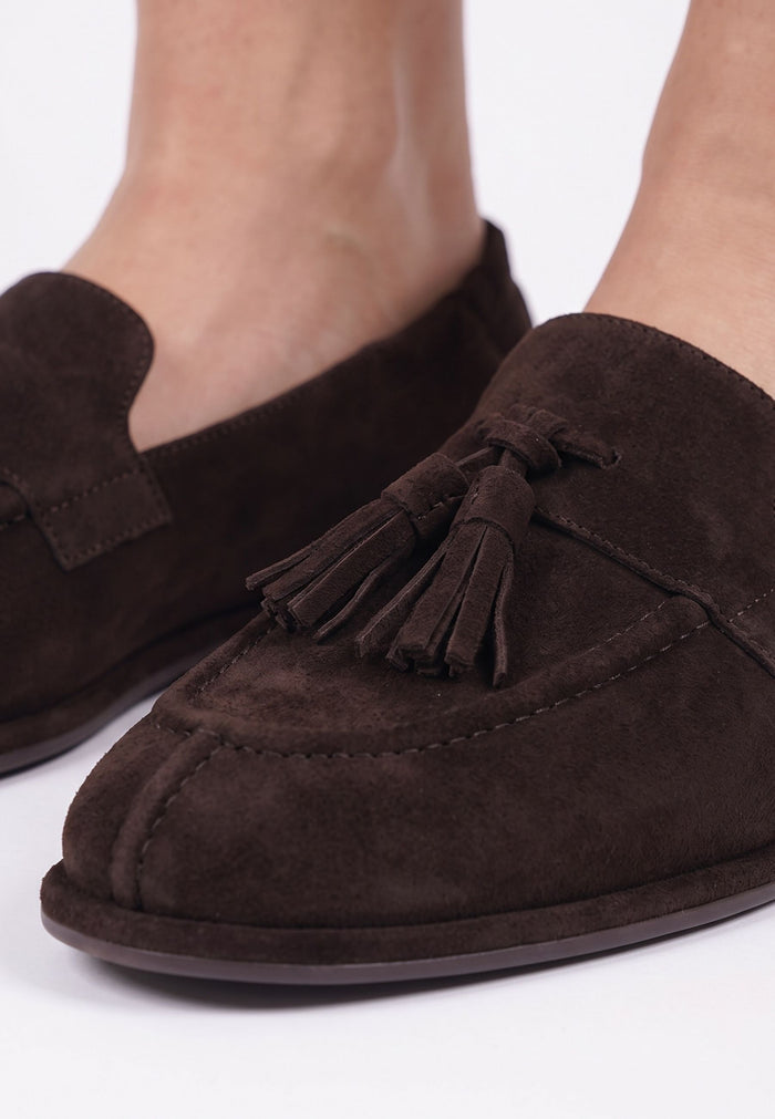 Suede Tassel Loafers - Chocolate