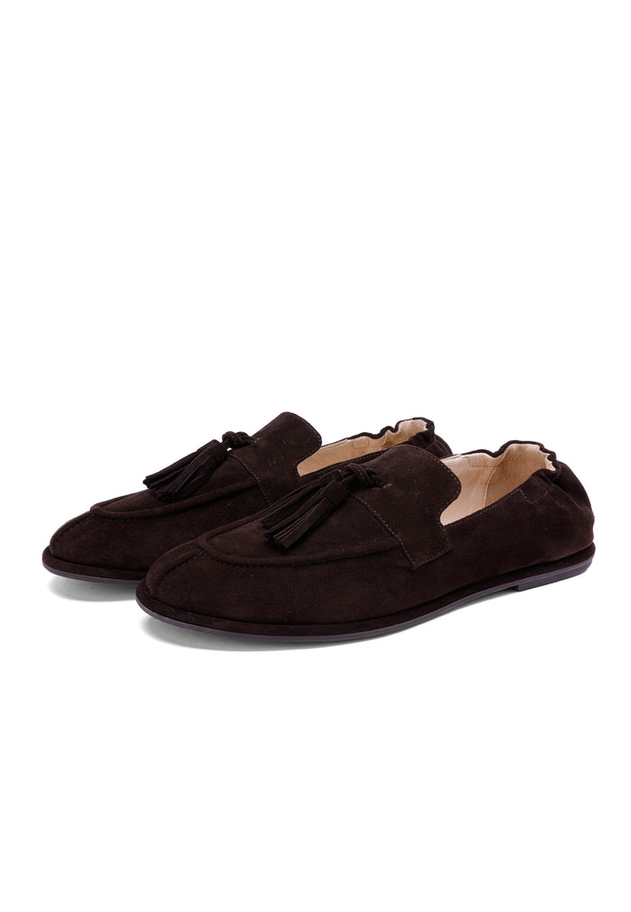 Suede Tassel Loafers - Chocolate