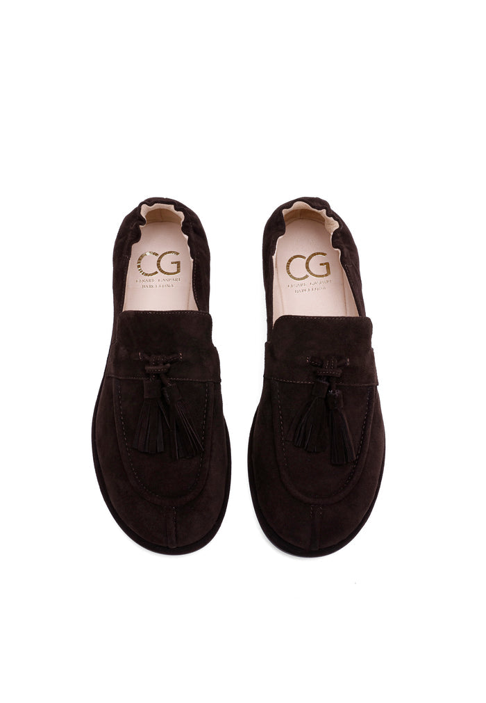 Suede Tassel Loafers - Chocolate