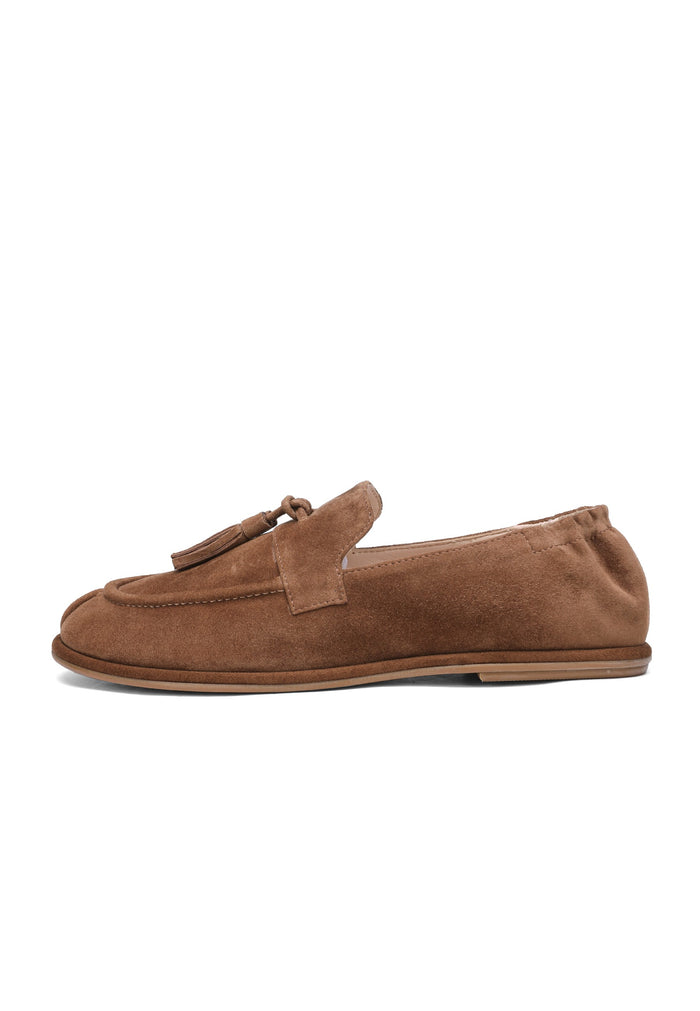Suede Tassel Loafers - Dark Beige
