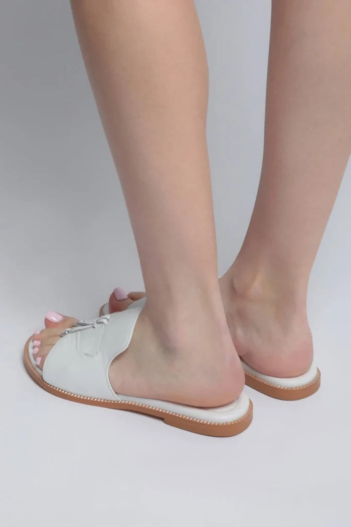 Tassel Stroll Mules - White