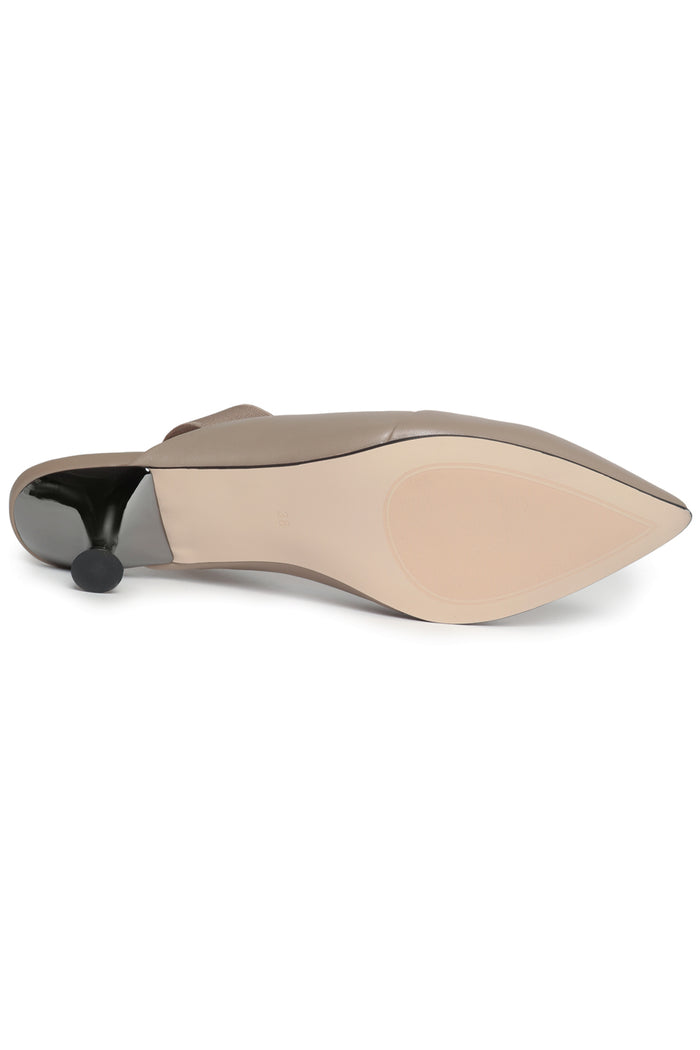 Taupe Leather Slingback Pumps - Beige