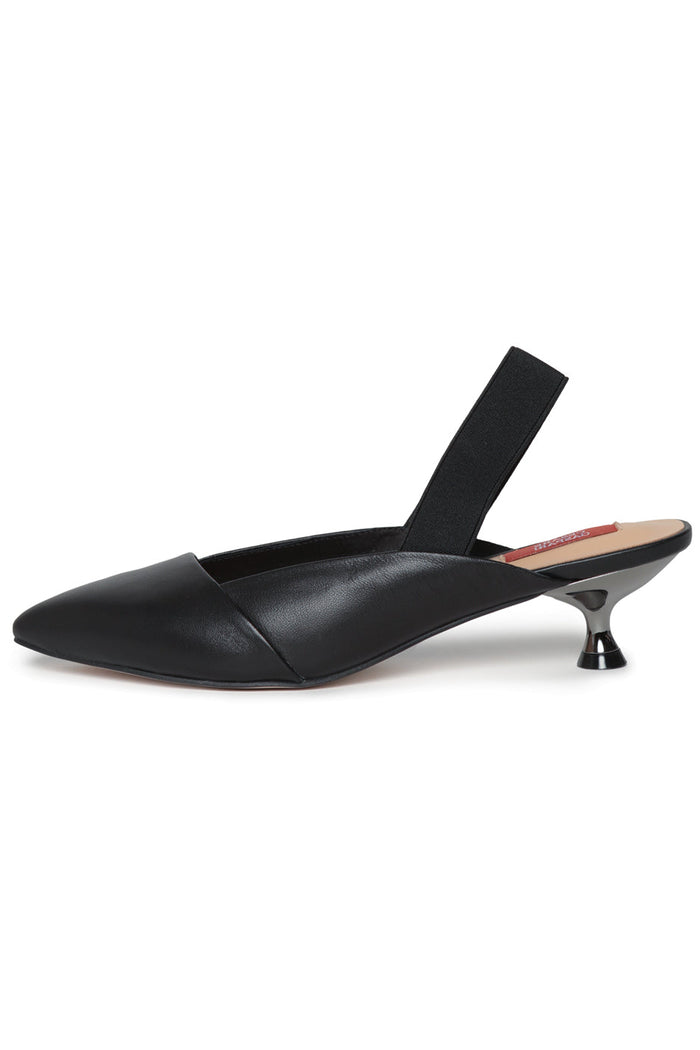 Taupe Leather Slingback Pumps - Black