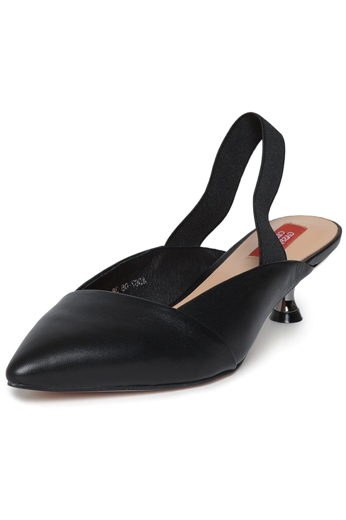 Taupe Leather Slingback Pumps - Black