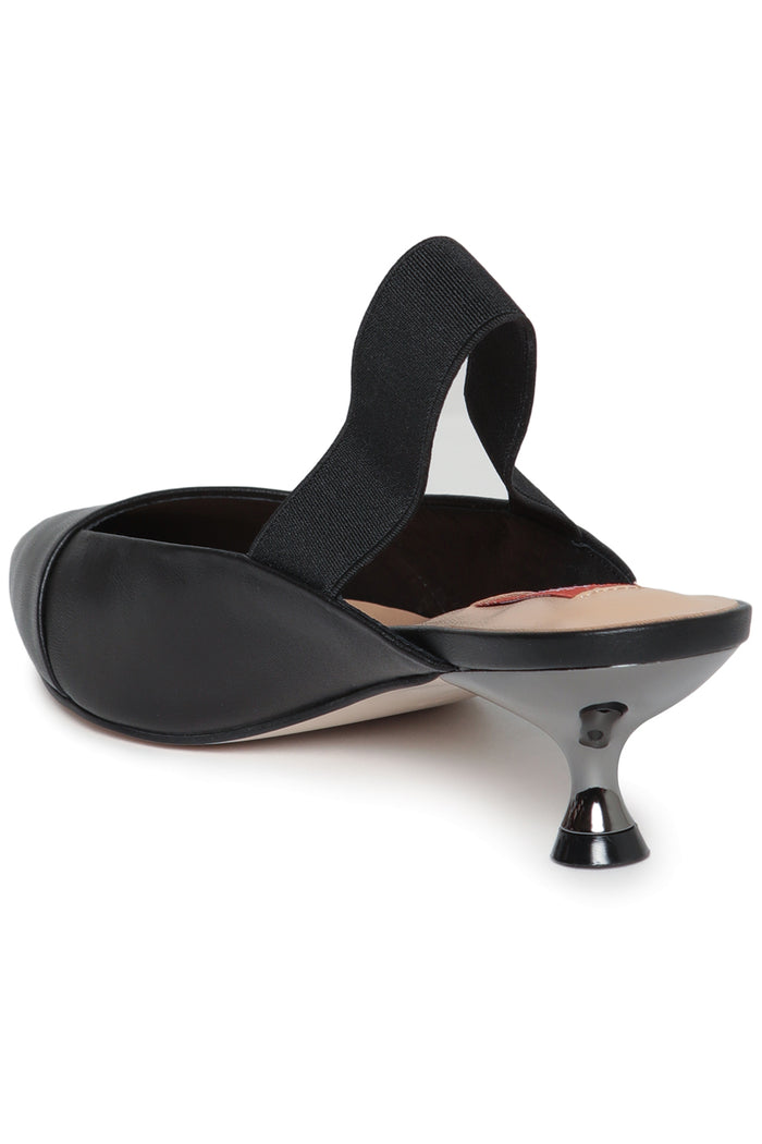 Taupe Leather Slingback Pumps - Black