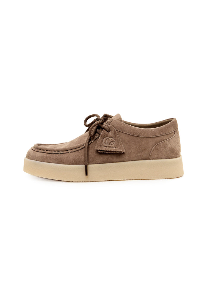 Taupe Platform Lace-Up Loafers - Beige