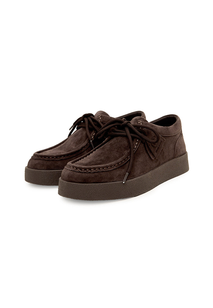 Taupe Platform Lace-Up Loafers - Dark Brown